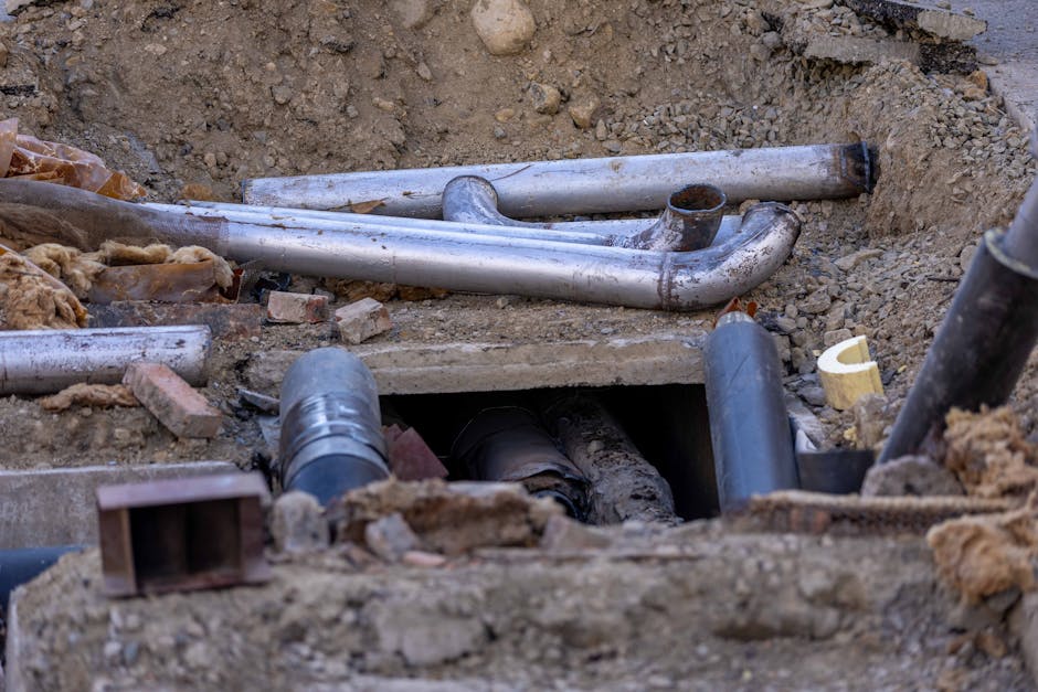 Travaux de plumber working pipes
